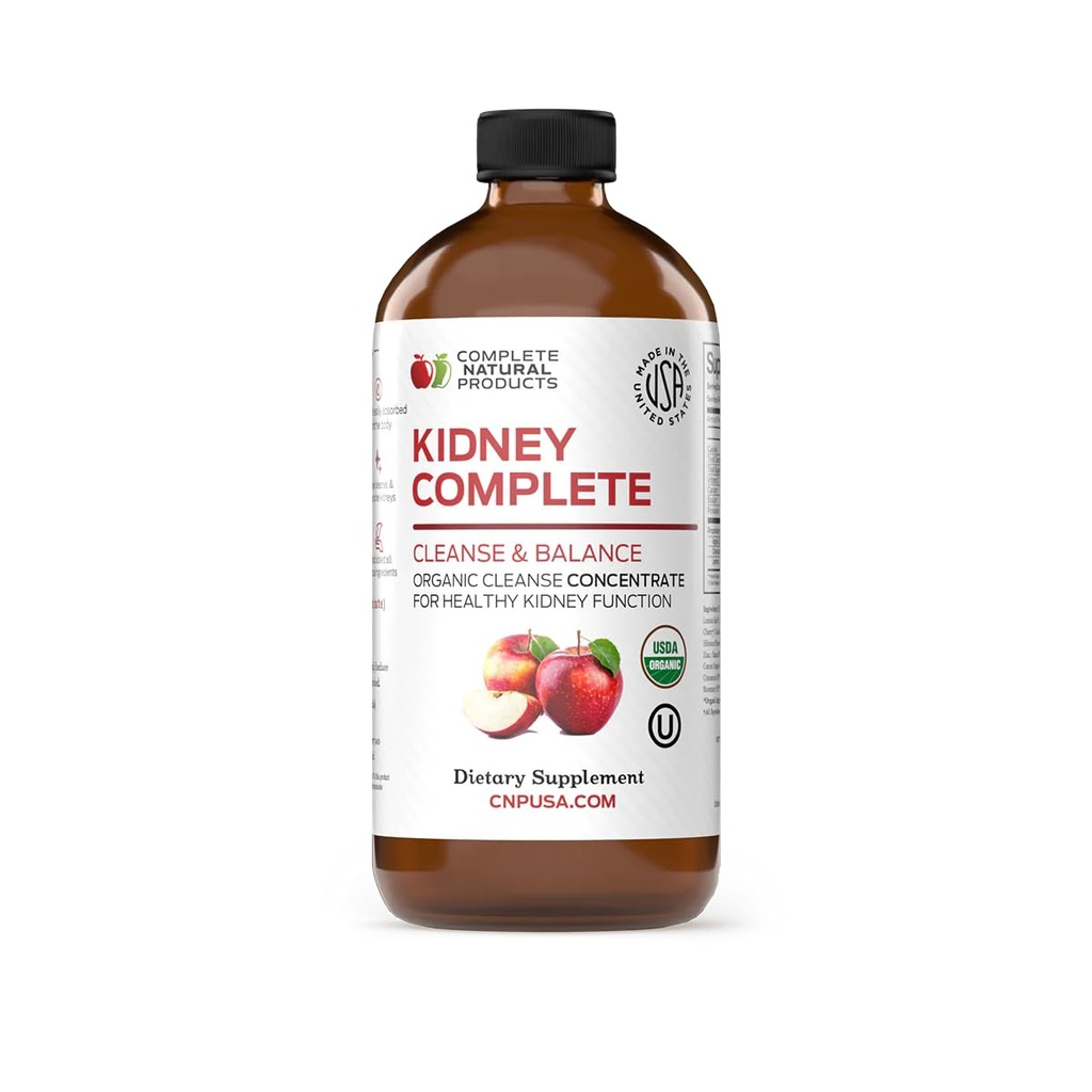 Riñón natural completo - Suplemento dietético líquido para la ayuda al riñón, limpieza y desintoxicación con vinagre de manzana, limón, Chanca orgánica Piedra, remolacha, ácido cítrico, vitamina C, &amp; Más - 12oz