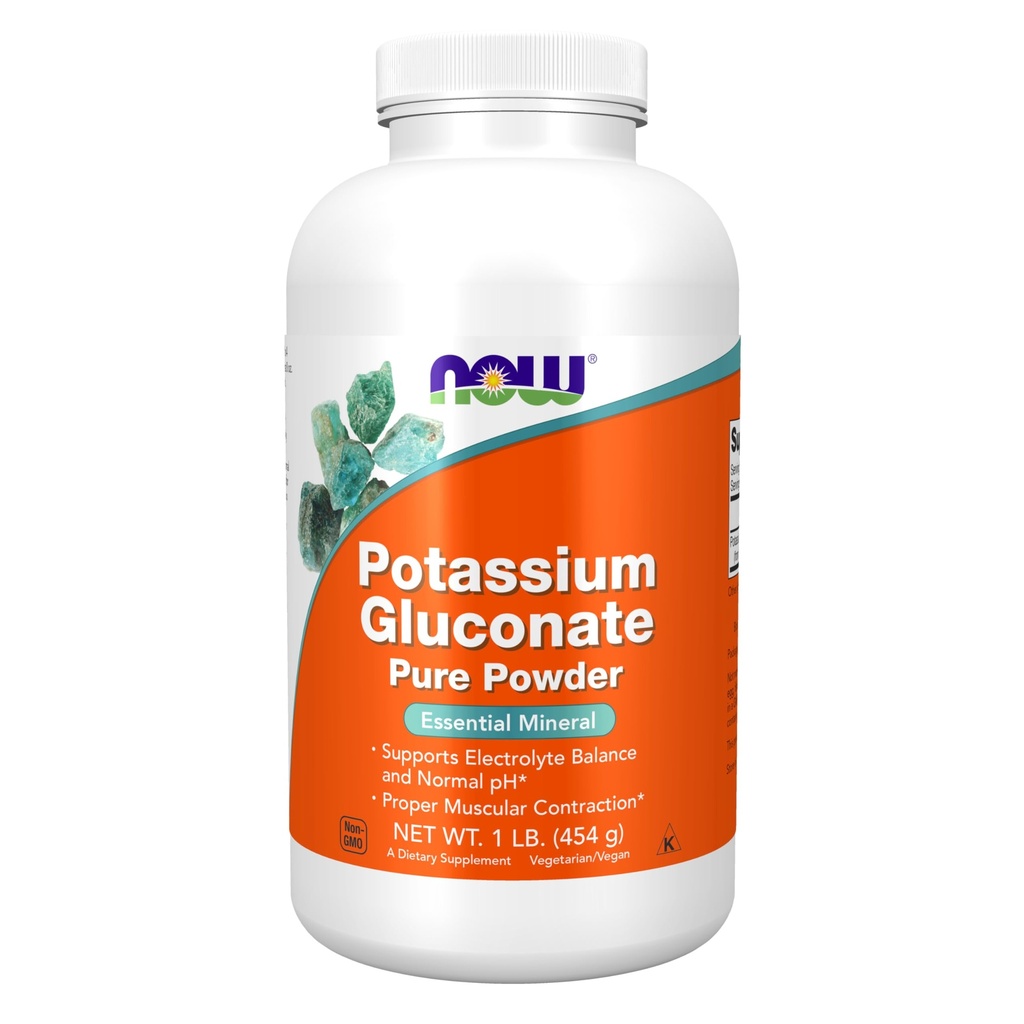 AHORA Alimentos Suplementos, Potasio Gluconato Pure Powder 175 mg, Mineral esencial*, 1 libra