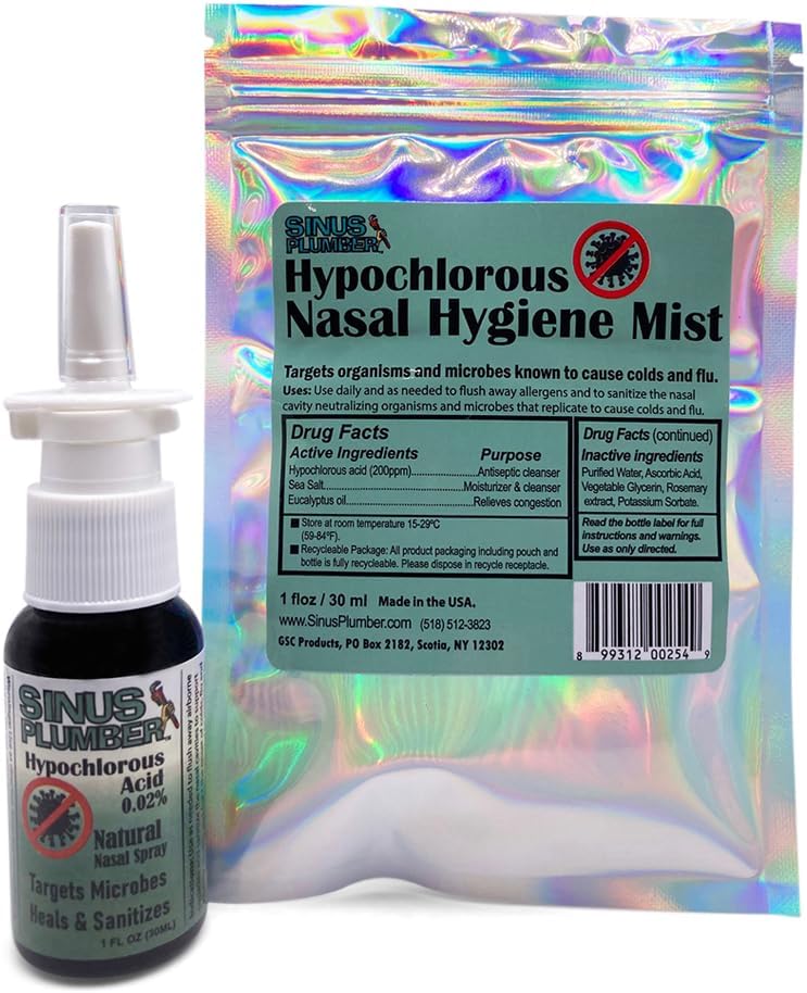 Sinus Plumber Antimicrobial Nasal Spray Quita Bacterias con Agua Electrolizada y Ácido Hipocloroso