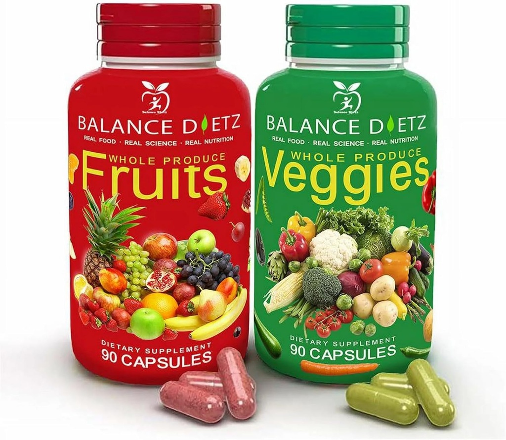 Todos producen frutas y verduras Suplementos, 90 cápsulas de frutas, 90 cápsulas de verduras
