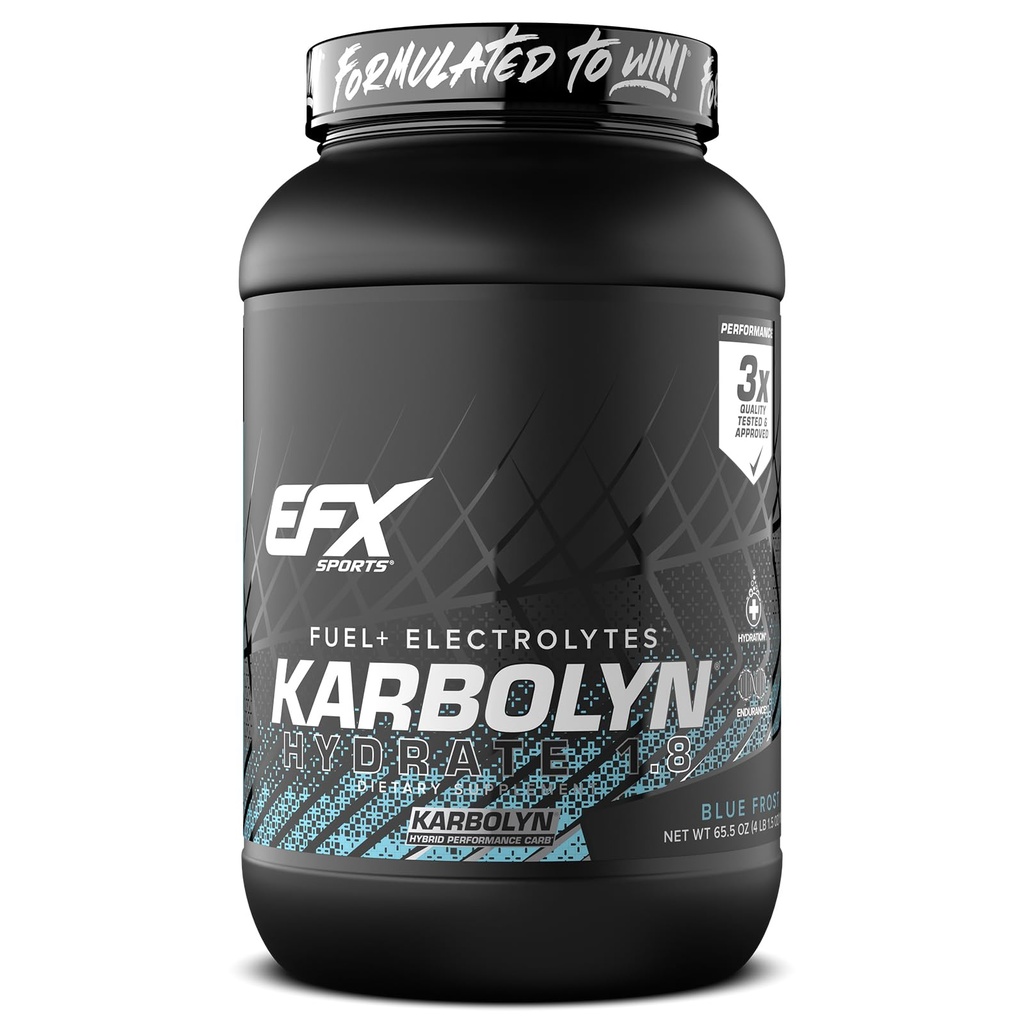 EFX Sports Karbolyn Hydrate ← Carbohydrate Powder + Electrolytes ← Sugar Free Sports Drink Mix ← Fuel " Hydration  durable Stimulant Free ← 66 Servings (Blue Frost)