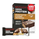 MUSASHI High Protein Bar, 45g Protein, 2g Total Azúcares, Mantequilla de maní y chocolate de leche Coated, Post Workout y Protein Snack On The Go, 12 Pack of 3.2oz (90g) Bares