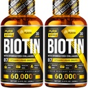 PURE RESEARCH Biotina &amp; Collagen 60,000mcg Crecimiento del cabello gotas líquidas, soporta: uñas fuertes, piel de alumbramiento, crecimiento saludable del cabello, más absorción que cápsulas " píldoras (4Fl Oz)