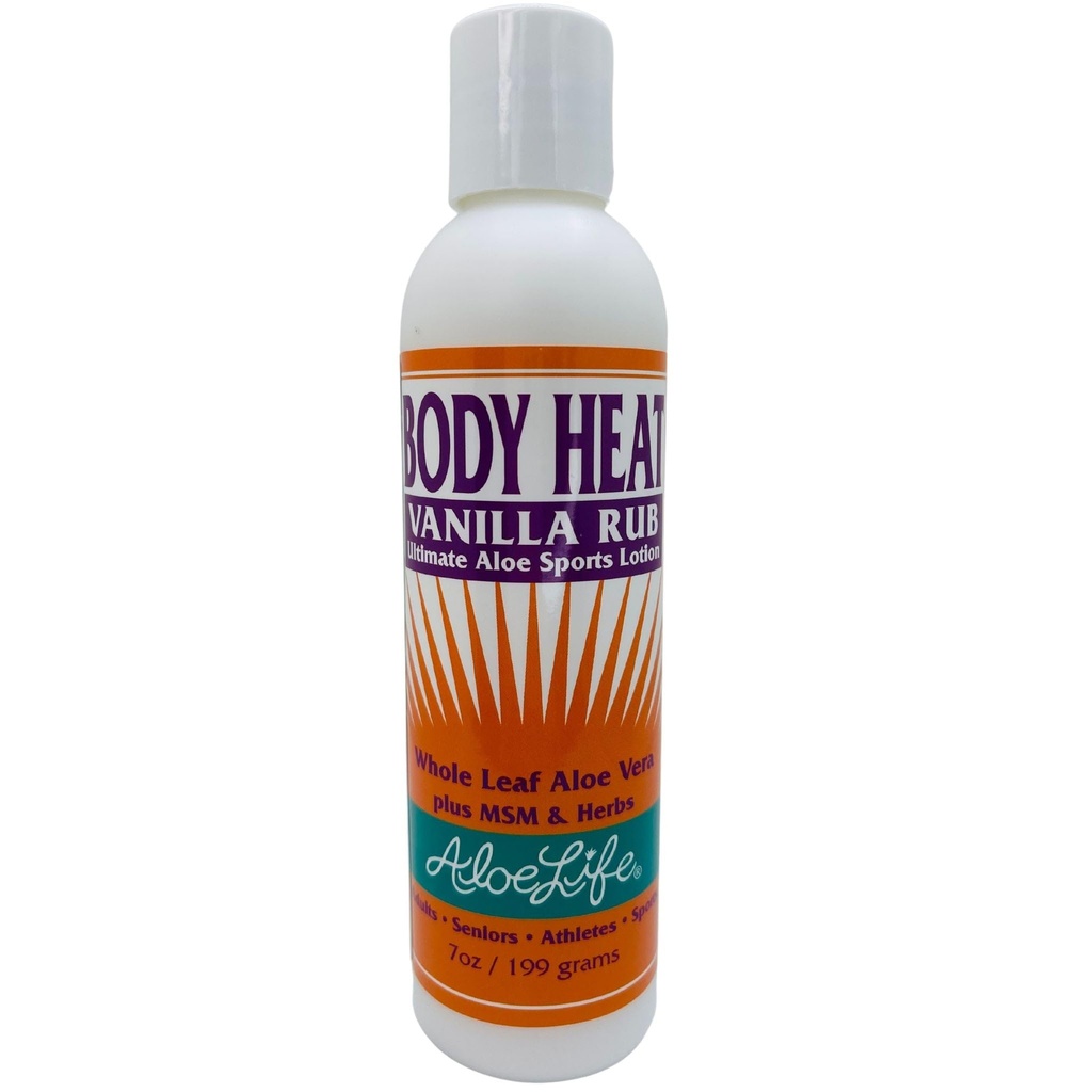 Aloe Life - Body Heat Vanilla Rub, Lubricating, Warming Action, Soothes ' Relieves Sore Muscles, Safe For Seniors & Athletes, Helps Reduce Tension & Stress, Gluten-Free (7 oz)