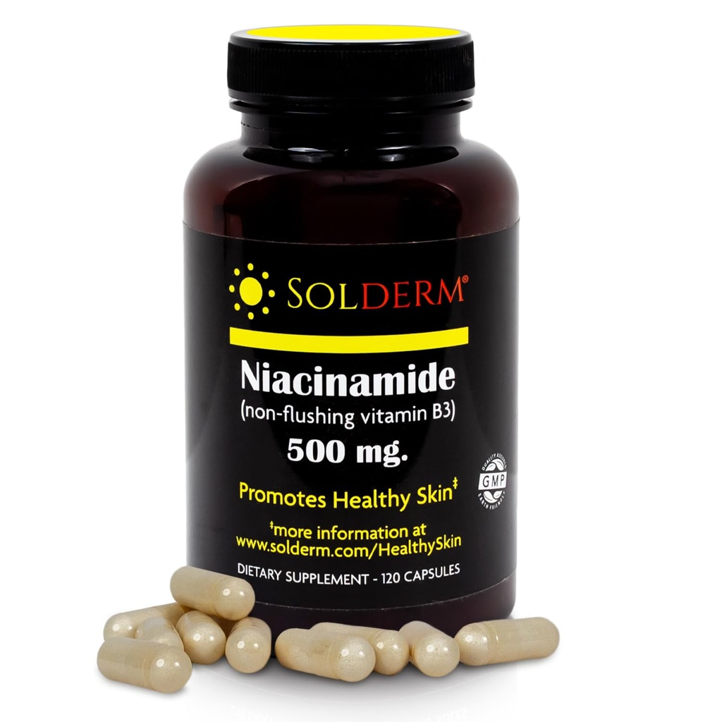 Niacinamida Vitamina B3 Suplemento TENIDO Vitamina Vegetariana y libre de gluten Niacinamida Tabletas con casquillos vegetales de celulosa ANTERIOR Promociones Esquí sano TEN 120 cápsulas ANTE 500mg