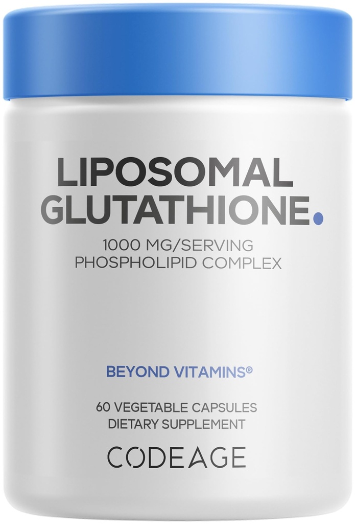 Codeage Liposomal Glutathione 1000 mg Suplemento, High-Potency Reduced L-Glutathione - Liposomal Delivery - Phospholipids - Non-GMO, Gluten-Free - 60 cápsulas