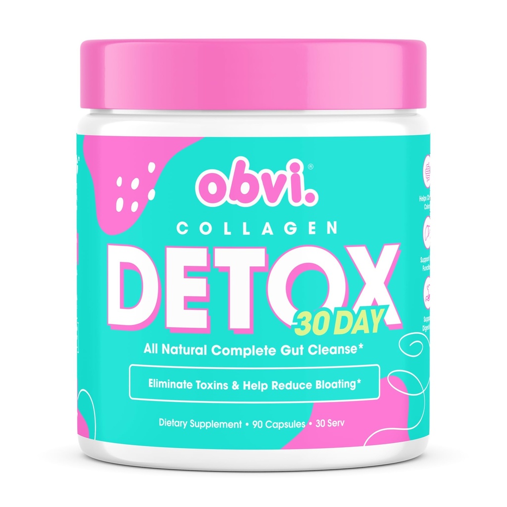 Obvi Detox Colon Cleanse Suplemento Silencio promueve Digestive and Gut Health, Bloating Relief, ayuda a eliminar toxinas  durable Immune Apoyo con Milk Thistle, Psyllium Husk, Senna Leaf TEN 90 Capsules TEN 30 Serviciones