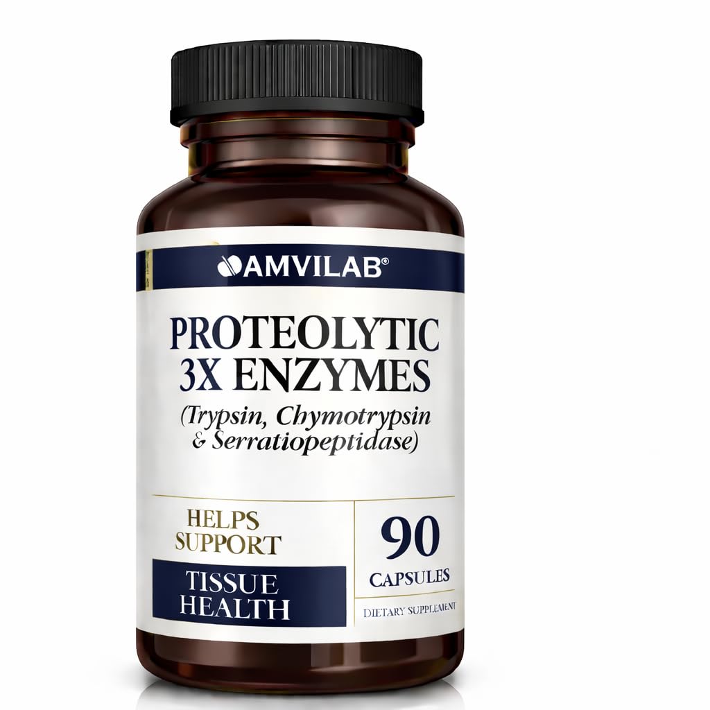 Proteolytic Enzymes 3X - Trypsin, Chymotrypsin & Serrapeptidase - Reduce el Edema & Irritation from Tissue injury - Supports Body Wellness & Recovery - Suplemento dietético - 90 cápsulas