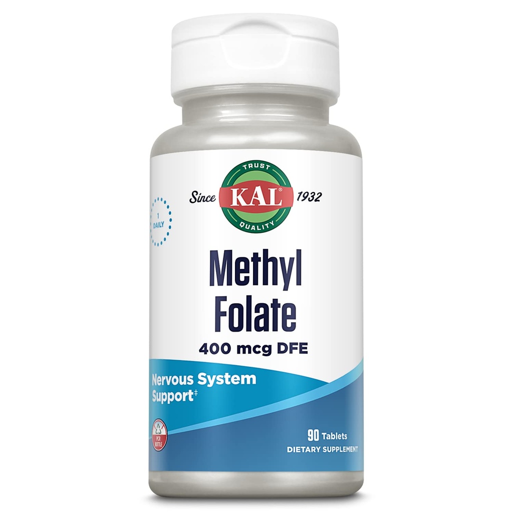 KAL Methyl Folate 400 mcg, 5-MTHF Active Form, 90 Tablets