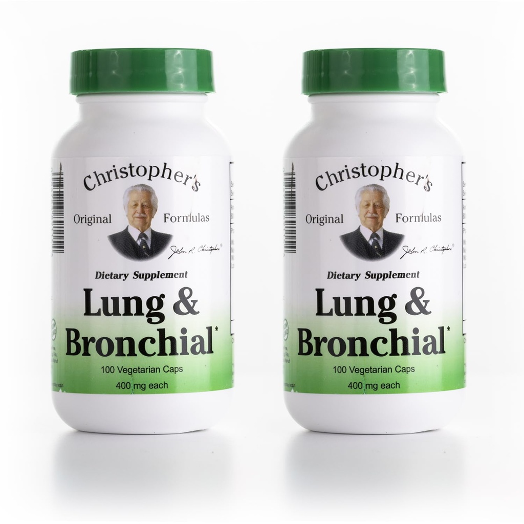 Las Fórmulas Originales de Christopher Lung &amp; Bronchial Fórmula - Lung Cleanse for Smokers - Supports Respiratory System with Synergistic Blend of Herbs - Pack of 2