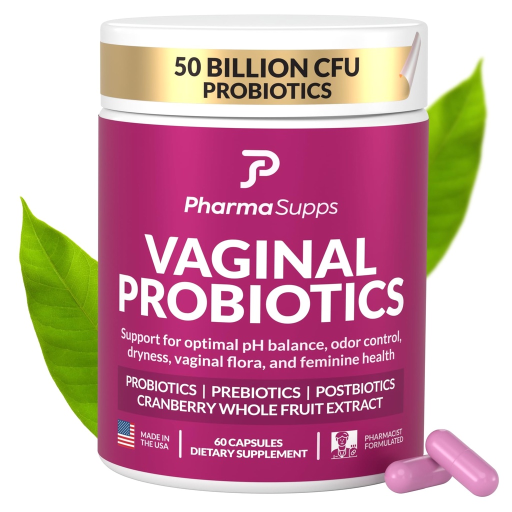 Probiótico de las mujeres para la salud vaginal ← 50 Billion CFU con Probióticos, Prebióticos, Postbióticos &amp; Arándano para pH Balance, UTI Apoyo, Levadura, Salud Gut, Odor, Sequedad &amp; Confort Feminina