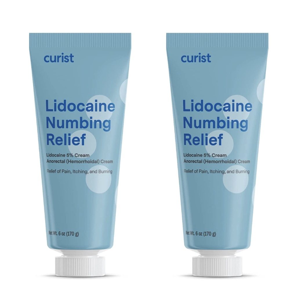 Curist 5% Lidocaine Cream Máximo OTC Strength Topical Pain Relief OTC - 12 oz (Pack of 2) XL Tube 5 percent Lidocaine Numbing Cream to Numb Effectively (2 Pack - 6 oz Tube)