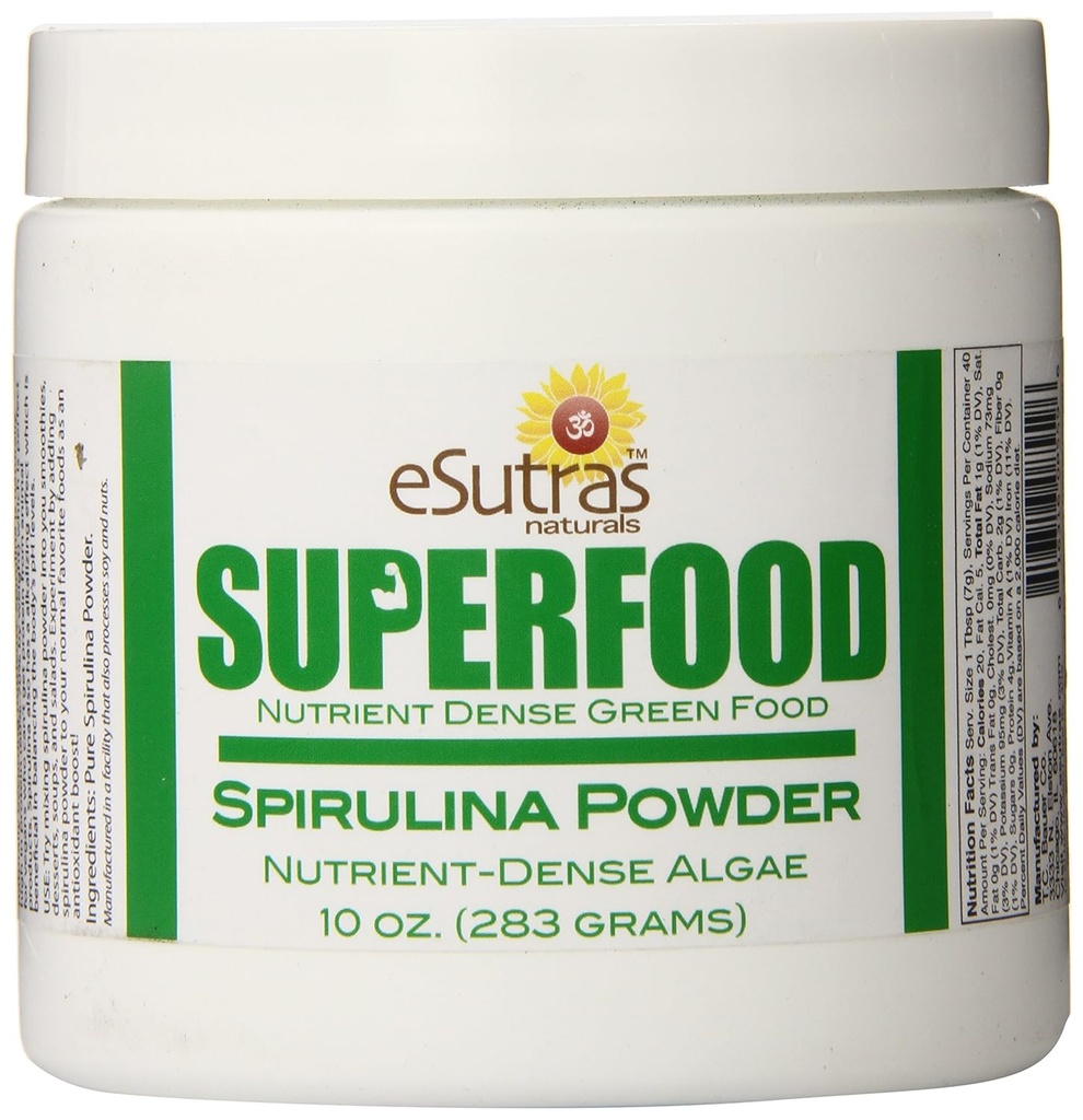 Esutras Organics Raw Spirulina, 10 onzas