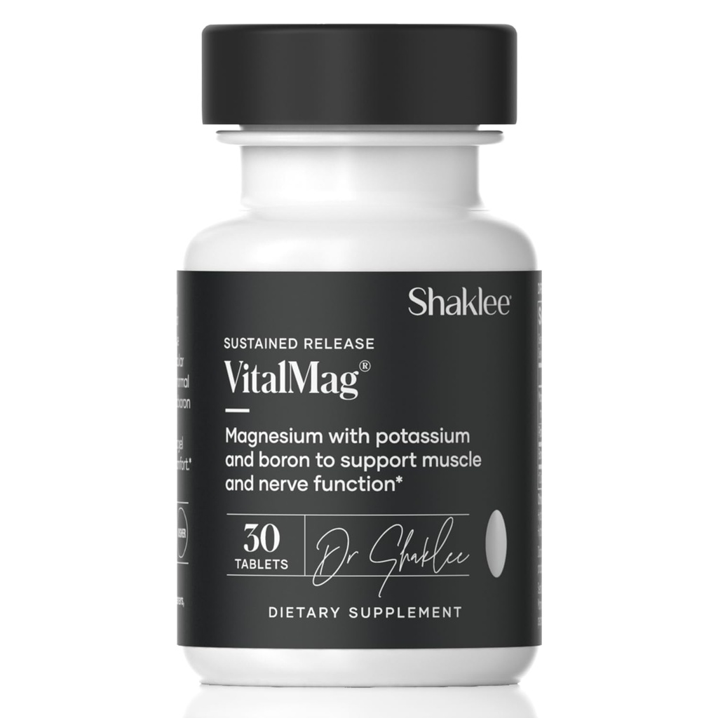 Shaklee -Sustained Release VitalMag - Suplemento de Magnesio para Nerve, Muscle y Heart Health - Potassium & Boron Blend - Asistencias Salud Cardiovascular - Easy Digestion - 30 Tablets