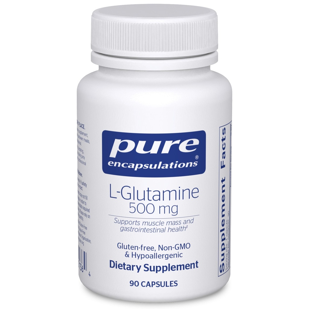Pure Encapsulations L-Glutamine 500 mg - Suplemento para Immune and Digestive Support, Gut Health and Lining, Metabolism, y Muscle Support* - con Free-Form L-Glutamine - 90 cápsulas