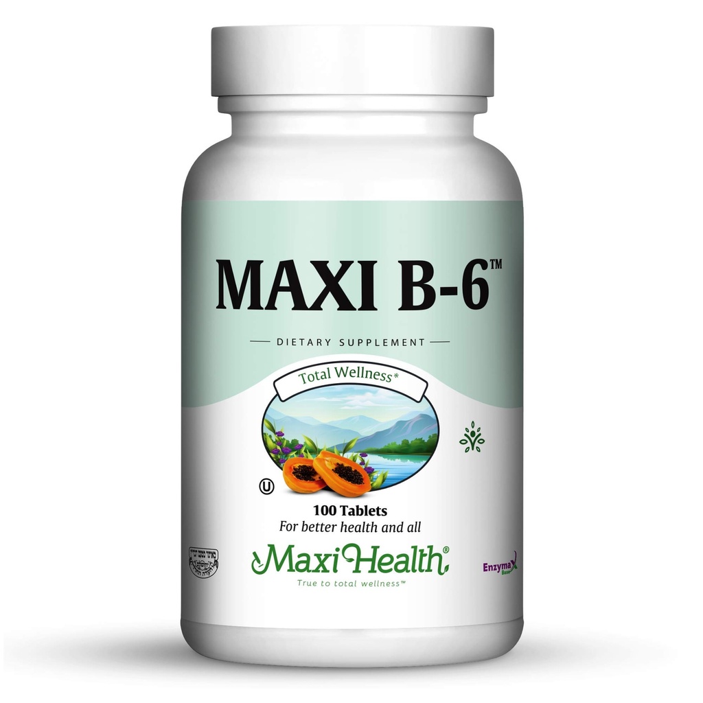 Maxi Health B-6 - Vitamina B6-100 mg Salud cardiovascular - 100 Tabletas - Kosher (100 Cuenta, Pack de 2)
