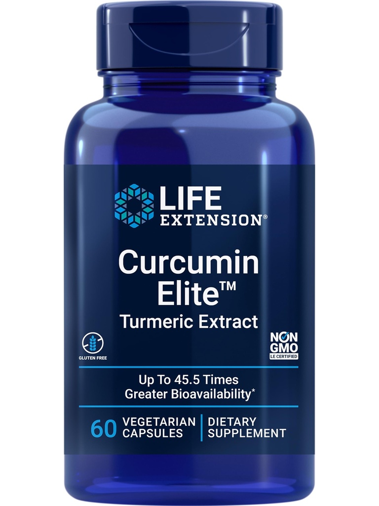La extensión de vida Curcumin Elite Turmeric Extracto, 60 Cuenta
