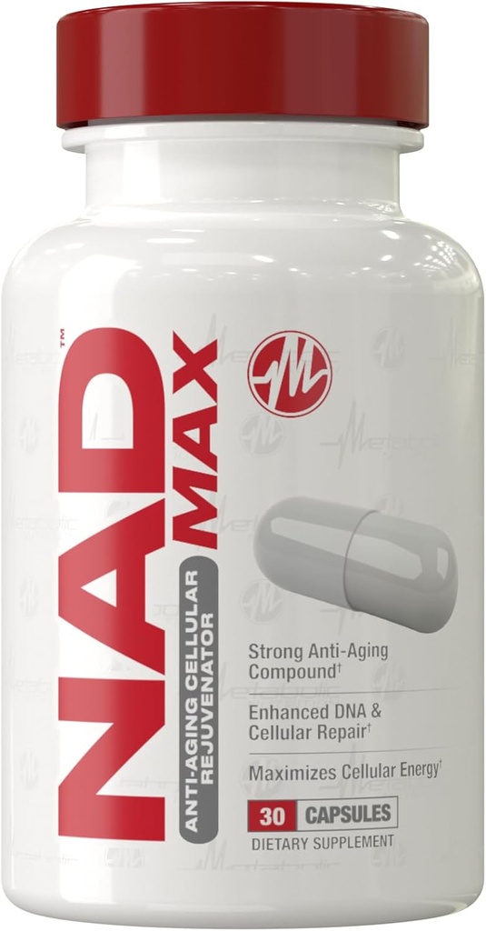 Nutrición metabólica NAD MAX 350mg Anti-Aging Cellular Rejuvenator, Supports Cellular Energy and Mitocondrial Function, 30 Day Supply