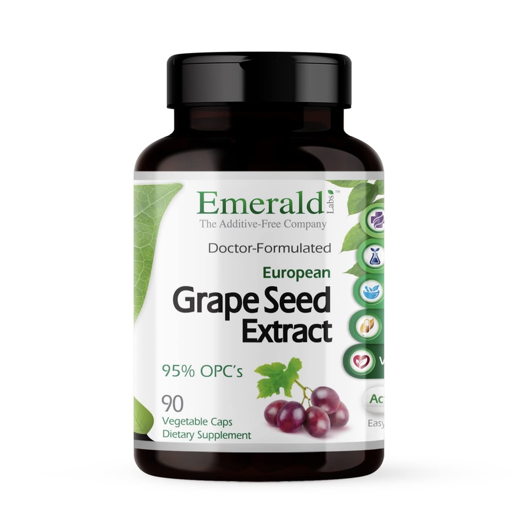 EMERALD LABS European Grape Seed Extract - Antioxidant &amp; Immune Support Supplement - Supports Healthy Blood Flow - 90 Vegetable Capsules (90-Day Supply)