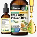 BIO KRAUTER Maca Root y Ashwagandha Tincture - Maca & Ashwagandha Suplementos para Hombres " Mujeres - Suplemento líquido para el apoyo al mood - Alcohol y azúcar gratis - Vegan Drops 2 Fl.Oz.
