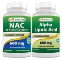 Mejores Naturales NAC 600 mg " Ácido Lipoico alfa 600 mg