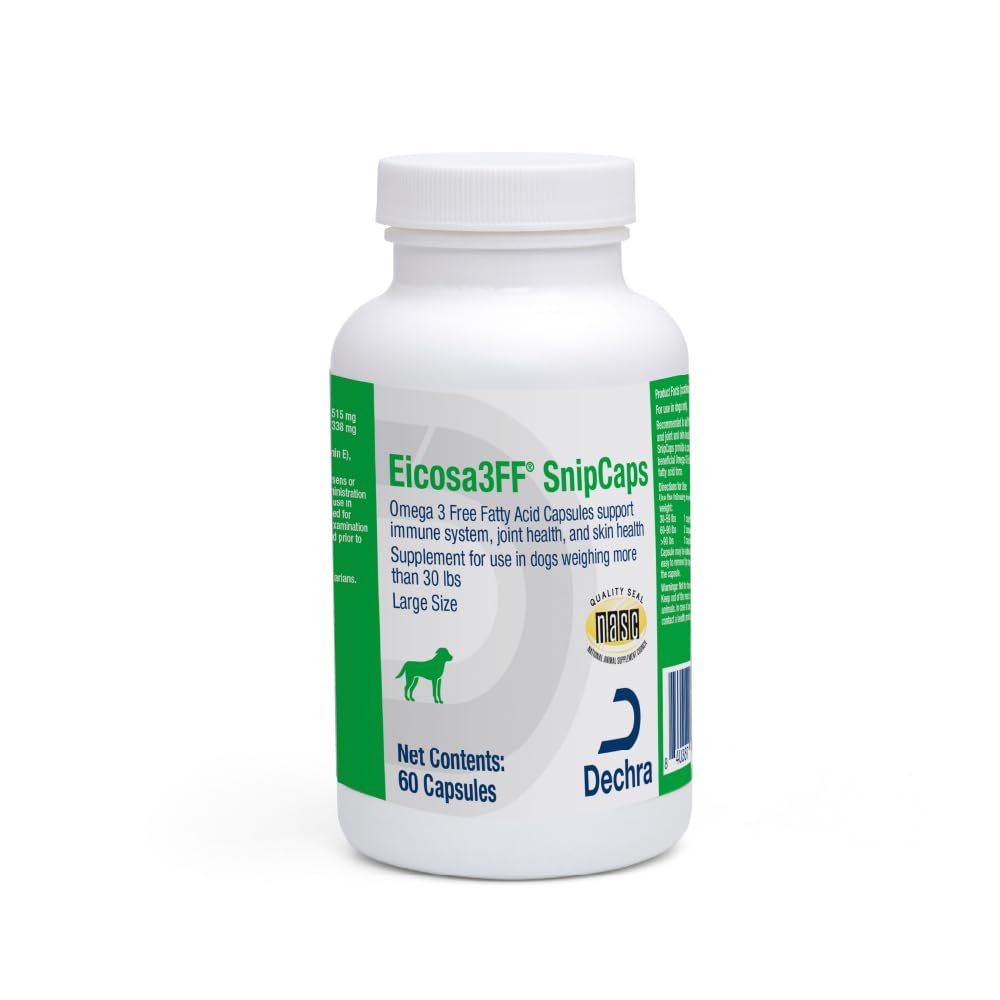 Eicosa3FF SnipCaps Omega 3 cápsulas de ácido graso gratis para perros - grande, 60 ct