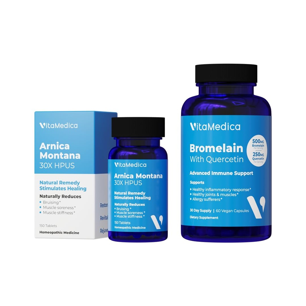 VitaMedica ← Arnica Montana 30X y Bromelain con Quercetin Bundle ← Arnica Montana ← Bromelain ← Quercetin ← Recuperación Bundle ← Plant Based  suya Made in USA