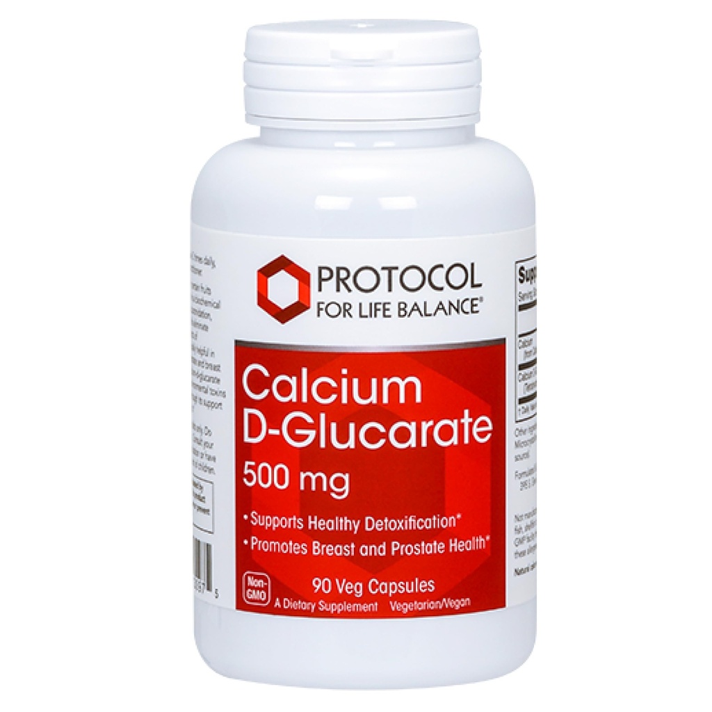 PROTOCOLO PARA LA VIDA BALANCE Calcium D-Glucarate - 500 mg Calcium D Glucarate - Soporte Detox - para la salud de la mama y la próstata - No GMO &amp; Lácteos Gratis - 90 Veg Caps