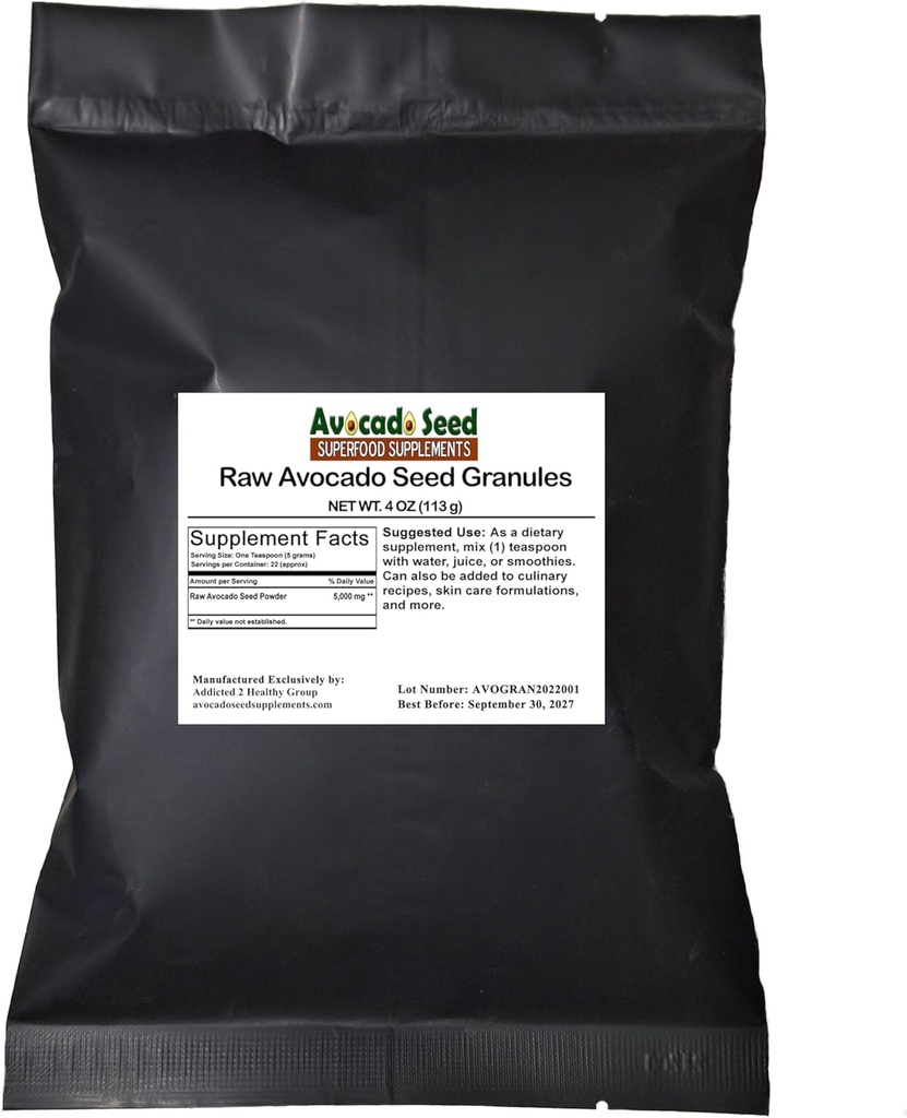 Abuelas de semillas de aguacate cruda 4 onzas - Antioxidantes, fibra, colesterol, salud de corazón, cuidado de piel en USA-Original Fabricantes