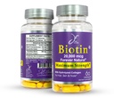 JE Natural Biotin Hair Skin and Nails Vitaminas, Vitamina C, Biotina y Suplementos de Collagen que hacen que el crecimiento del cabello sea más rápido y más largo, para todas las edades, 60 cápsulas de Biotin 20000mcg máxima fuerza.