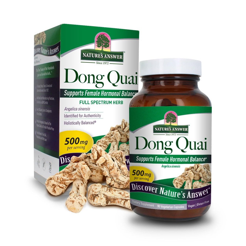 Respuesta de la naturaleza Dong Quai Root 1000mg ← Suplemento dietético ← Apoyo a la hormona femenina Balance Silencio no GMO, Vegan, Kosher Certified " Gluten-Free TEN Vegetarian Capsules 90ct