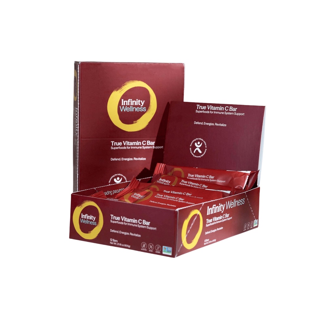 Infinity C Superfood Bares, Healthy Energy Bars con 1125 mg de Whole Food Vitamin C, Immune Boosting Plant Based Ingredients, Camu Camu, Acerola, Amla Powder, & Shilajit, Raw, Gluten Free, Non GMO