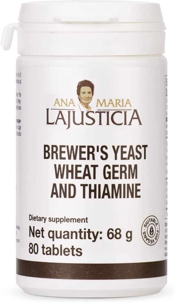 Ana Maria Lajusticia- Levadura de BREWER - Fuente de Vitaminas, Salud del Corazón y Digestión Saludable - 20 Días Tratamiento Pack Azúcar Gratis &amp; Vegan Friendly.
