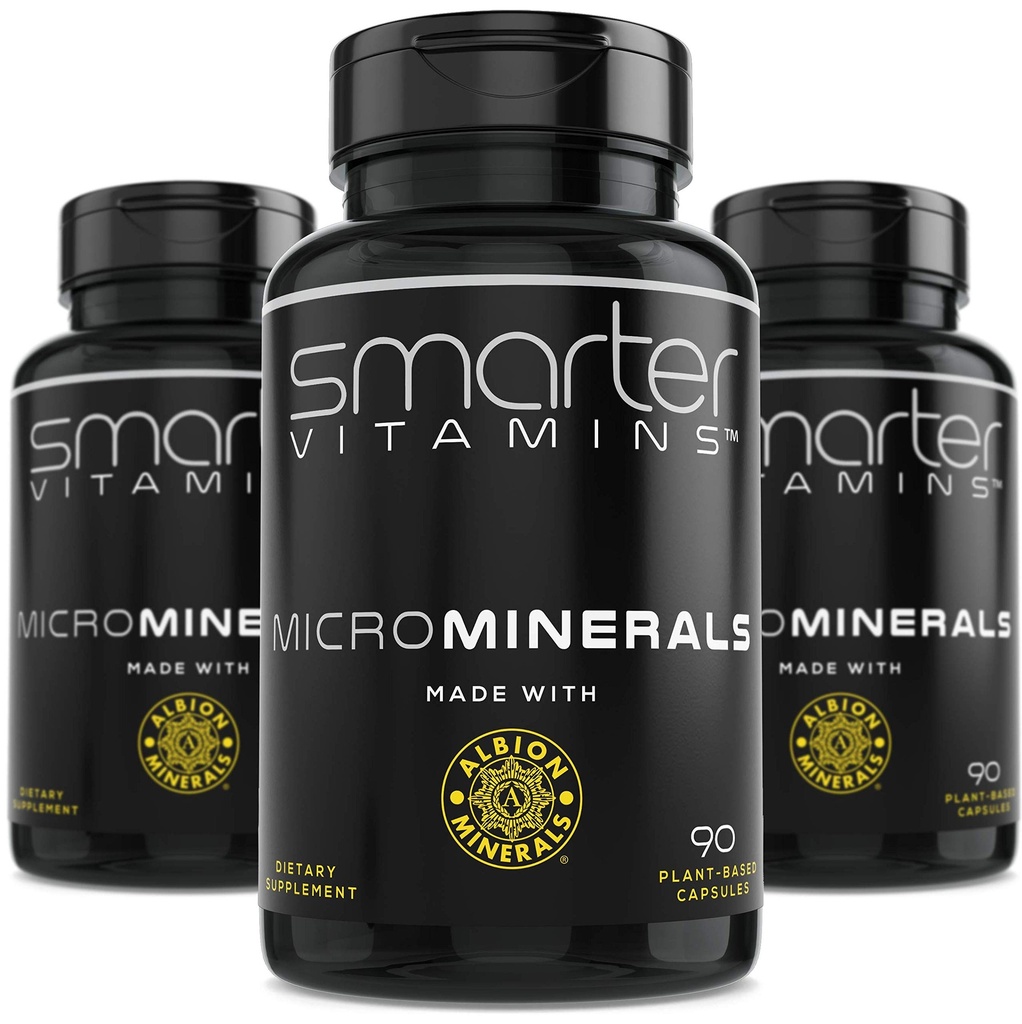 (3 Botellas) 15 mg Zinc Glycinate de Albion® 6 Minerales Bisglycinados Esenciales, Manganeso, Borón, Cromo, Selenio, Molibdeno Suplemento 90 Cápsulas Veganas de base vegetal
