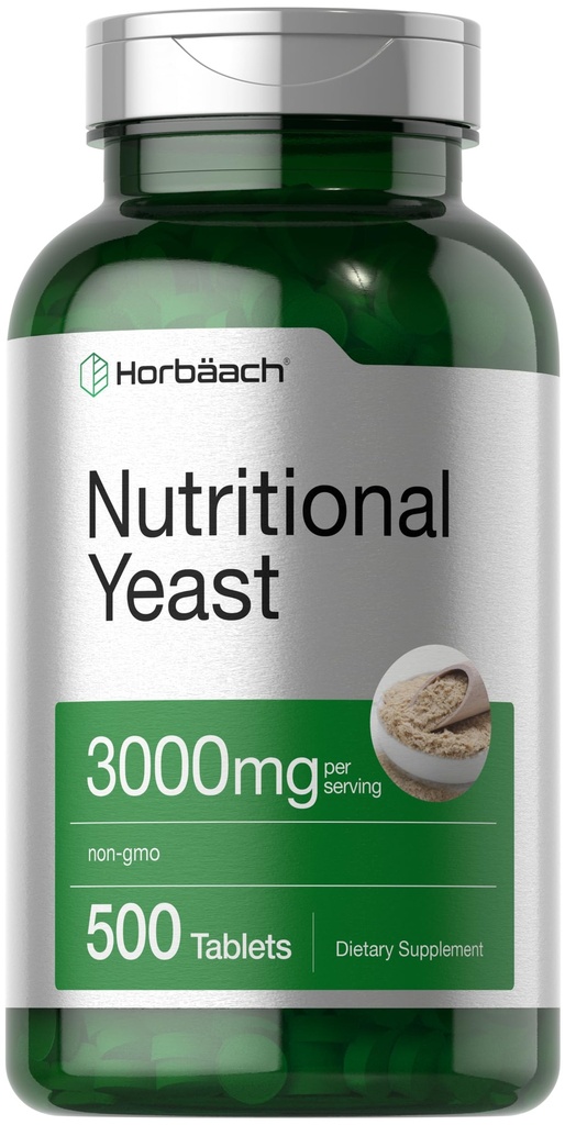 Horbaach Nutricional Levadura Tabletas 3000mg Silencioso 500 Contar con B12, B1, B2, y Niacin Silencioso No GMO &amp; Gluten Suplemento Gratis