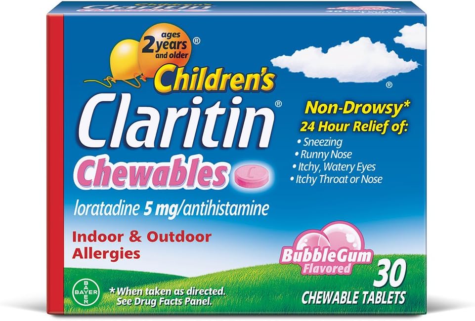 Claritin 24 horas Alergía Chewables para niños, Alivio de la Alergia No Duros, 30 Cuenta