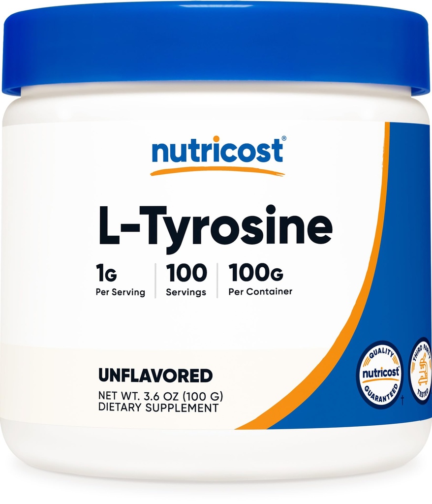 Nutricost L-Tyrosine Powder 100 Grams (100 Servings) - 1G por Serving