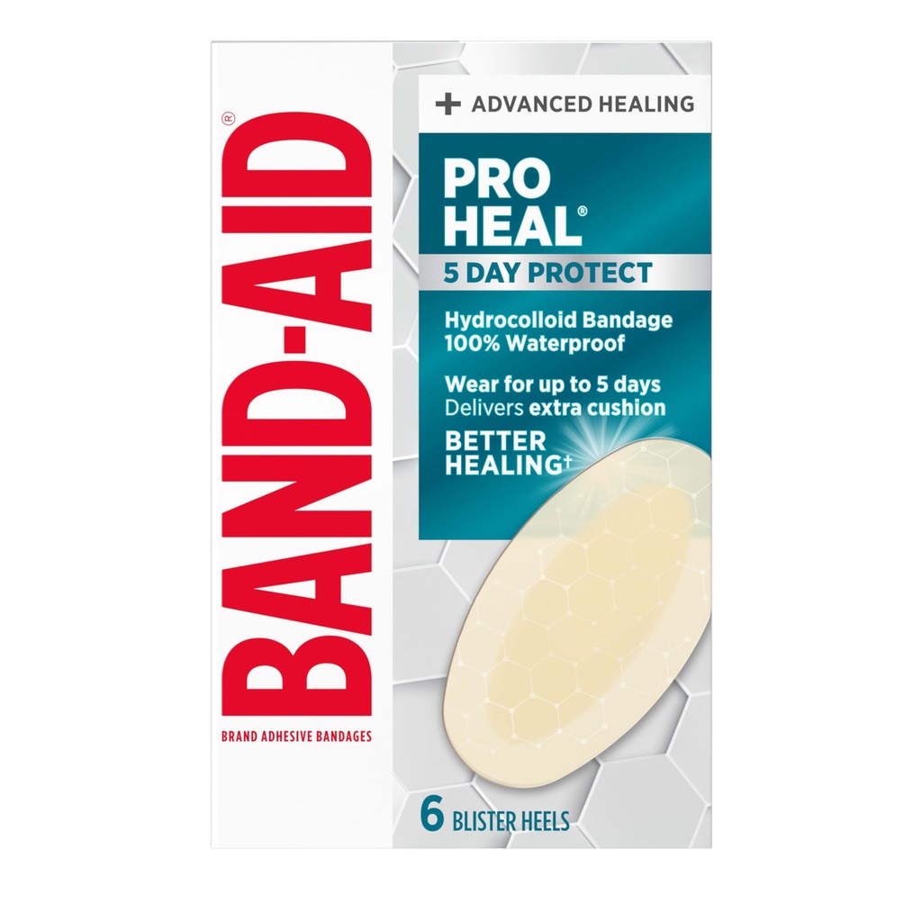 Banderas adhesivas de acero inoxidable de la marca de la banda para las ampollas de tacón, impermeable de la ampolla y hidrocolloide Gel Bandage, Sterile y larga duración, 6 ct