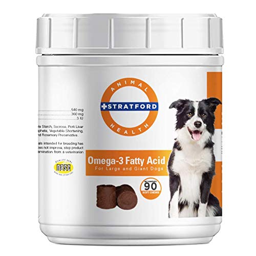 Stratford Pharmaceuticals EZ Chew Omega 3 Fatty Acid Soft Chew Max Strength - Dog Omega 3 Suplemento - Soft Chew Treats with Fish Oil for Dogs - Large and Giant Dogs - 90 Soft Chews