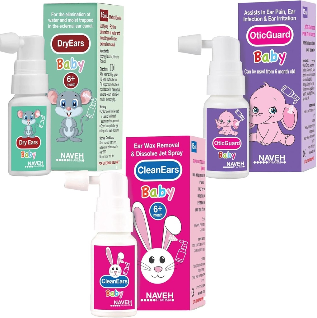 NAVEH PHARMA Todos los productos para bebés (Nena de orejas, bebé de la guardia oculta, bebé) 1UNIT X 0,5 Fl Oz + 2 Unidad X 1 Fl Oz ENT LINE
