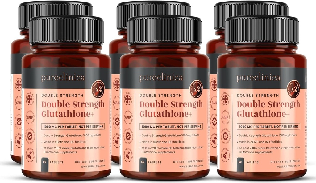 Glutathione 1000mg x 360 Tabletas (6 Botellas de 60)- w/500mg Glutathione, 300mg ALA, y 200mg VIT C por Tablet