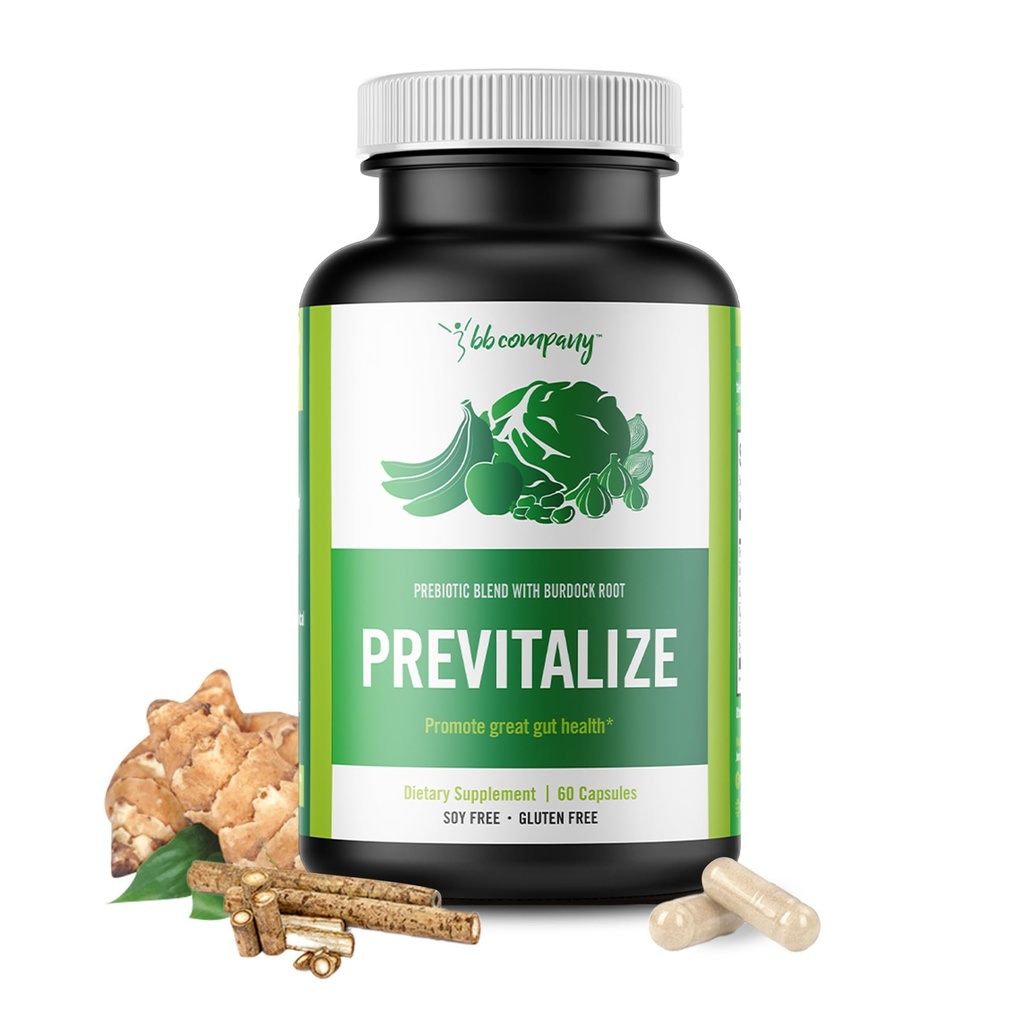 BB Company Previtalize ← Prebióticos para Mujeres, Fibra Prebiótica para la Salud Gut, Salud Digestiva Silencio Alimento para los Buen Probióticos Silencio Complemento para Probióticos &amp; Provitalizar Silencio Embalaje Vary Silencio 60 Ct