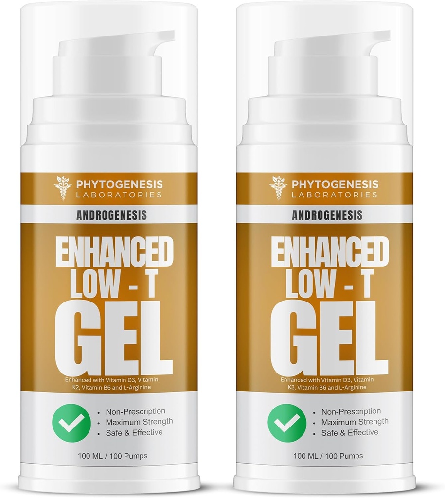 Fórmula mejorada – Gel de apoyo bajo T – Booster T para hombres – Recuperación muscular, Envejecimiento energético, Envejecimiento saludable – Ahora con vitaminas D3, K2, B6 y L-Arginina