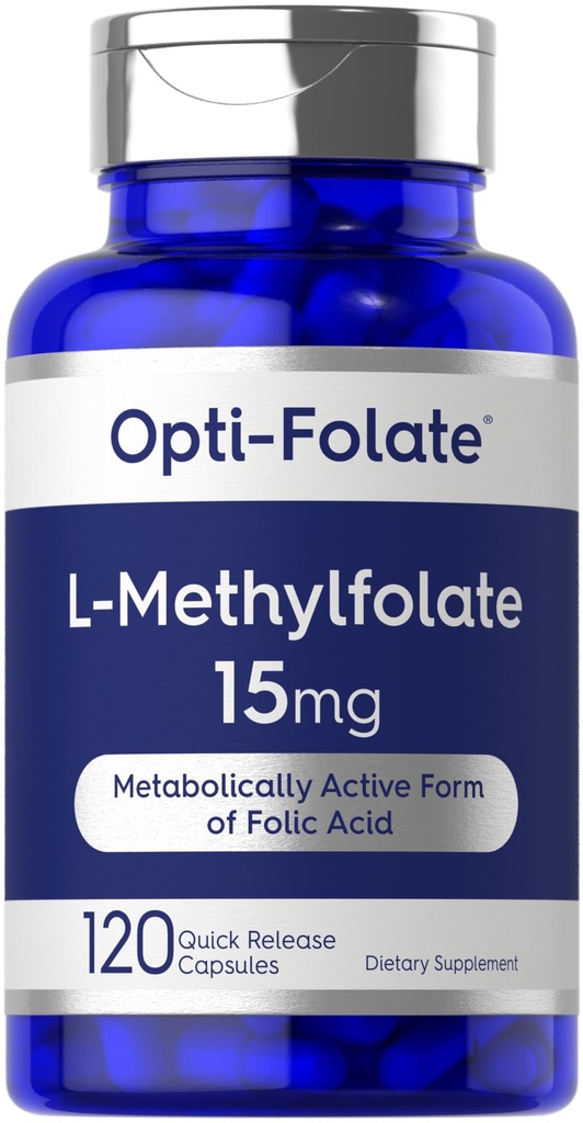 Carlyle L Methylfolate 15mg TEN 120 Capsules ANTE Valor Tamaño TENIDO Max Potency TEN Optimizado y Activado Silencio No GMO, Gluten Suplemento gratuito TENIDO Methyl Folate, 5-MTHF ANTE por Opti-Folate