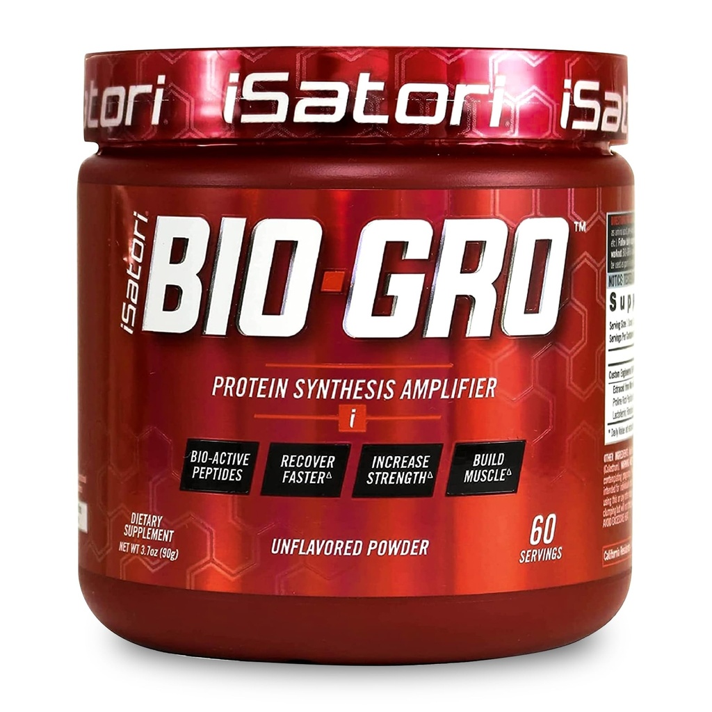 iSatori BIO-GRO Sintesis de proteína Amplificador, para la recuperación de músculos " Crecimiento " , Mejorado estimulador libre de preparación " Suplemento de colostrum con péptidos bio-activos desfavorados (60 Servimientos)
