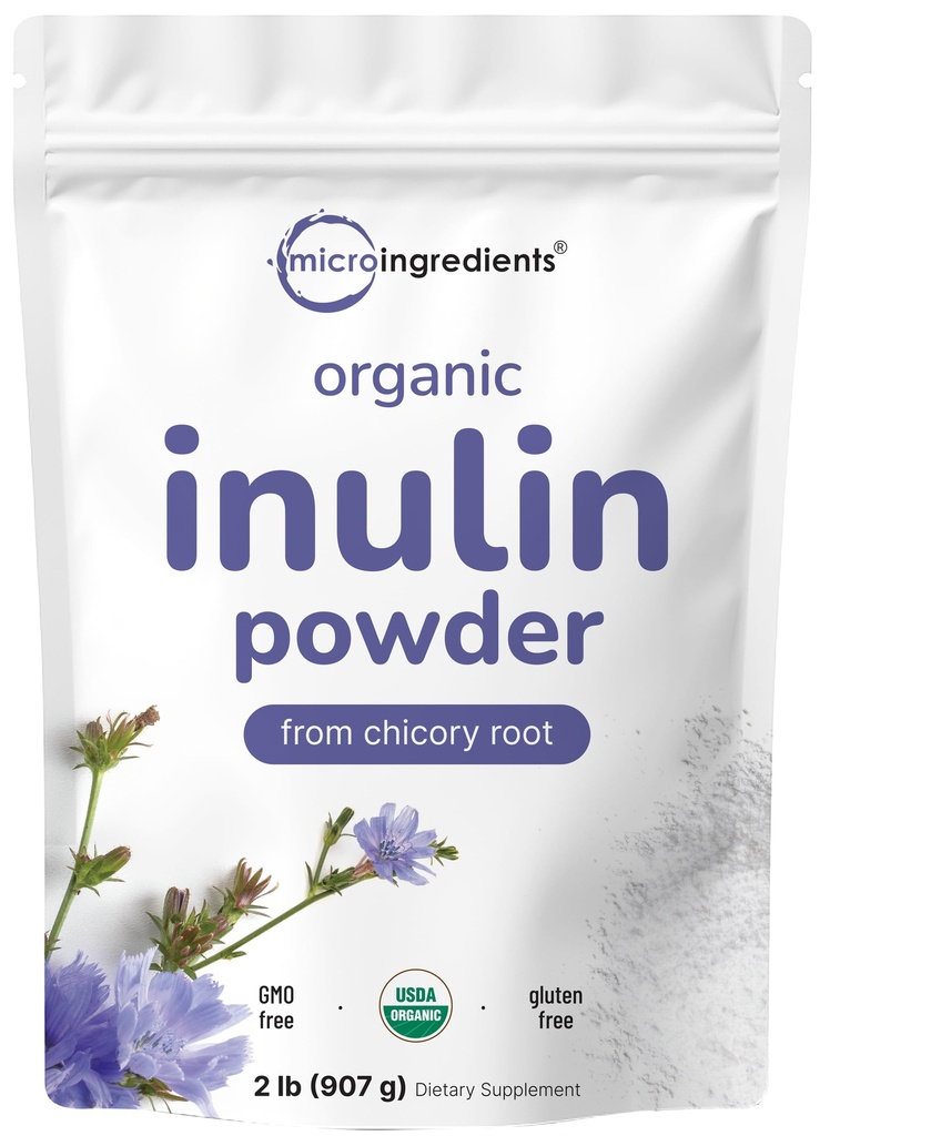 Micro Ingredientes Pólvora de fibra orgánica de inulina, 2lb  sometida Prebiótico natural para apoyar Digestivo " Gut Health TEN Soluble, Fácilmente Digestible ANTE