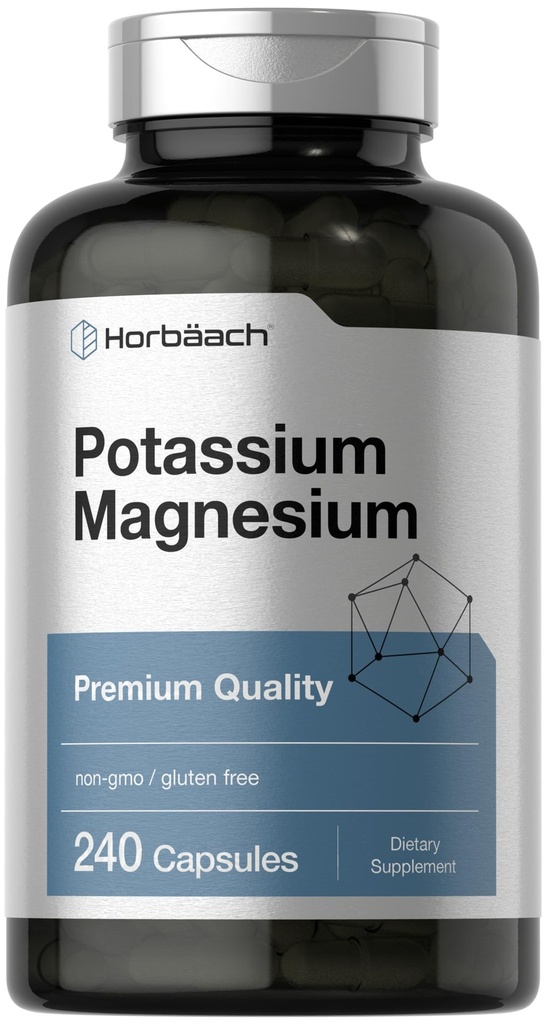 Horbäach Potassium Magnesium Supplement  240 Capsules ← Premium Quality ← No Gluten Free