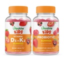 Vitamina vital D3 + Vitamina K2 Niños + Probiótico 2 Billones CFU Niños, Gummies Bundle - Gran Tasting, Suplemento de vitamina, Gluten Gratis, GMO Gratis, Chewable Gummy