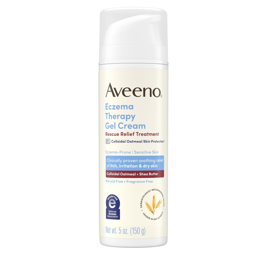 Aveeno Eczema Terapia de rescate Tratamiento de alivio Crema de gel con Protector de piel de avena coloides, Soothes instantáneas " Cools Itchy Dry Skin Flare-Ups, Steroid " Fragrance Free, 5.0 fl. oz